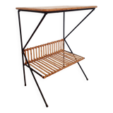 Rattan and metal side or bedside table
