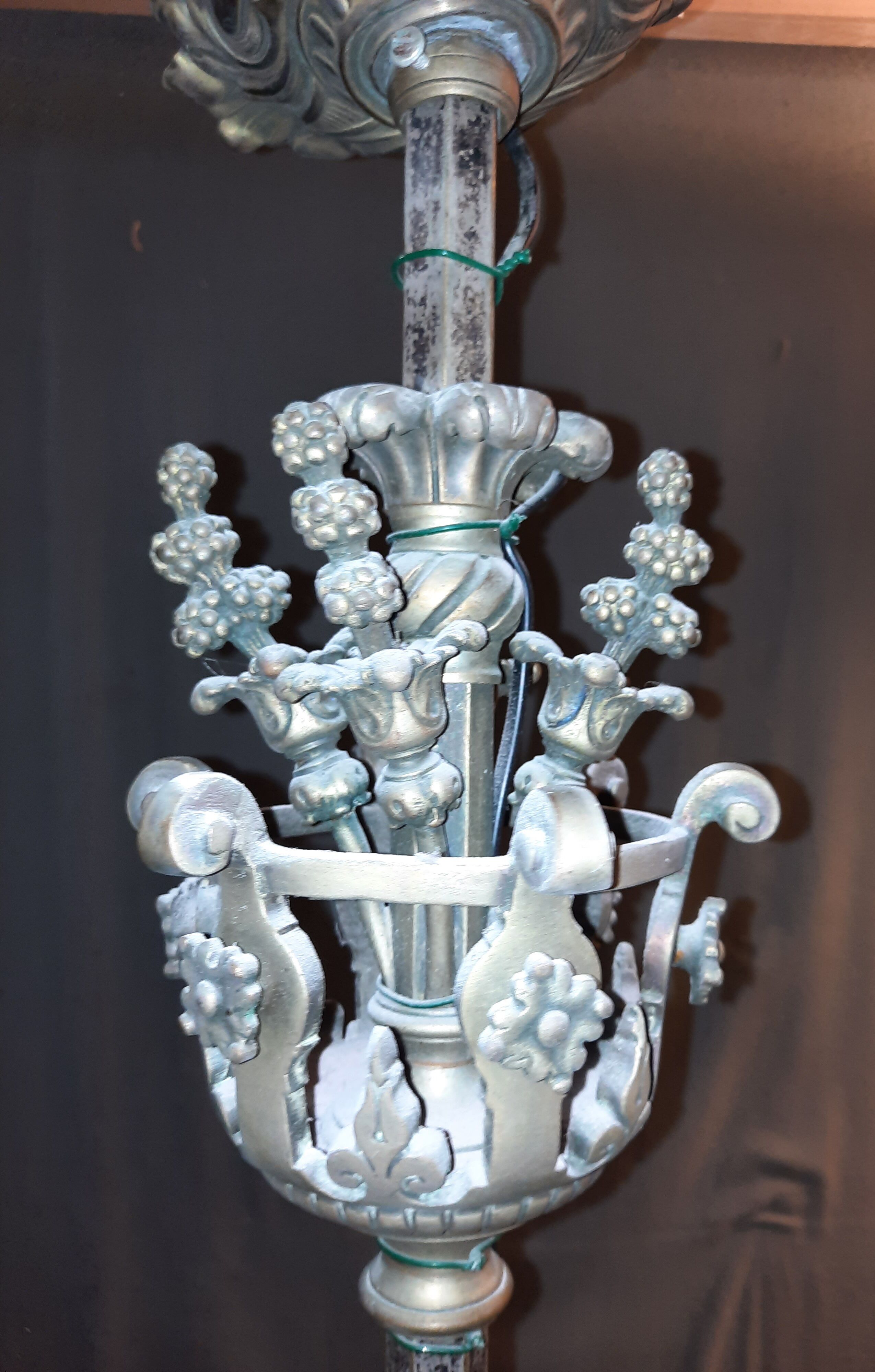 Chandelier 1900 metal and glass