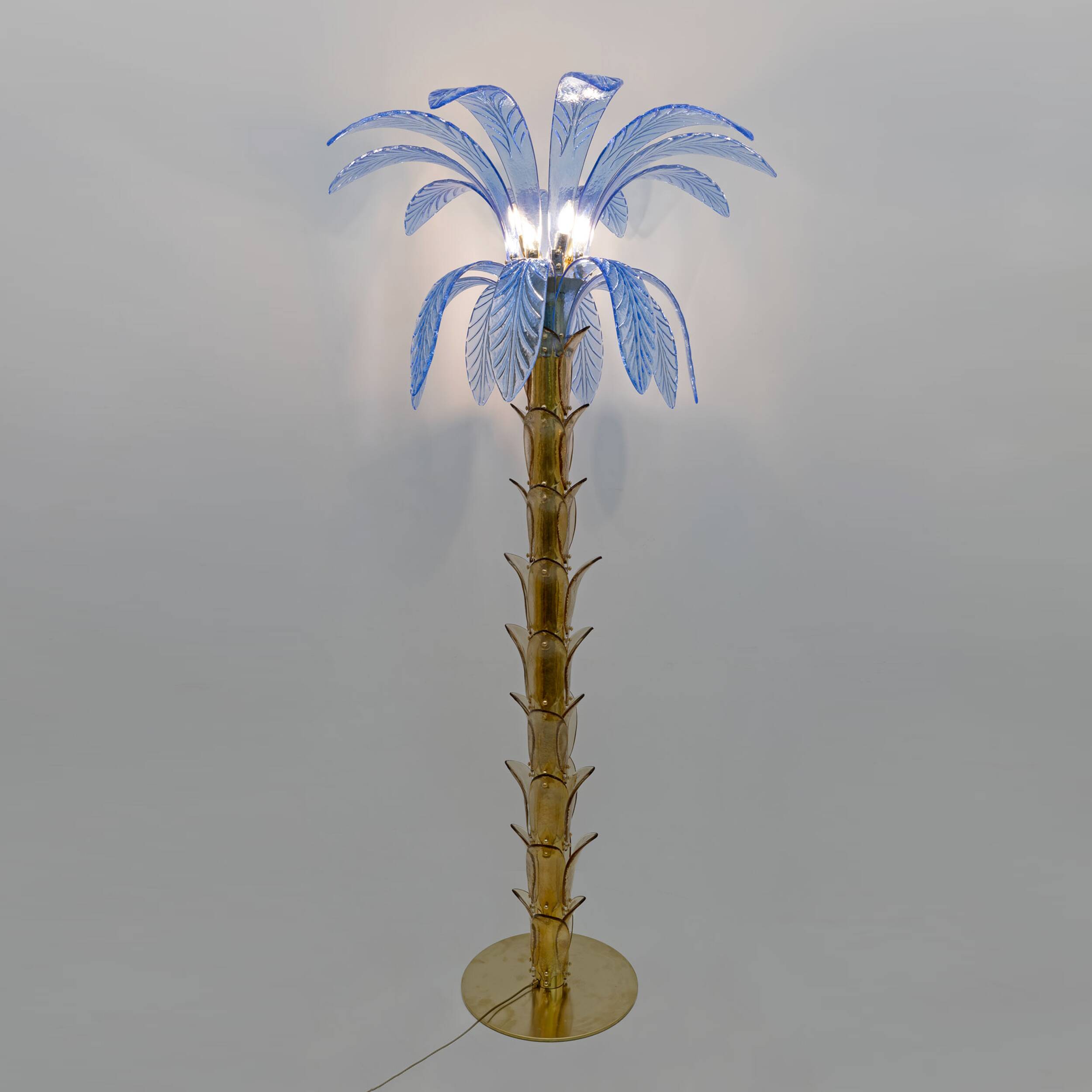 Mid-Century Modern Murano Glass and Brass Palm Tree Floor Lamp