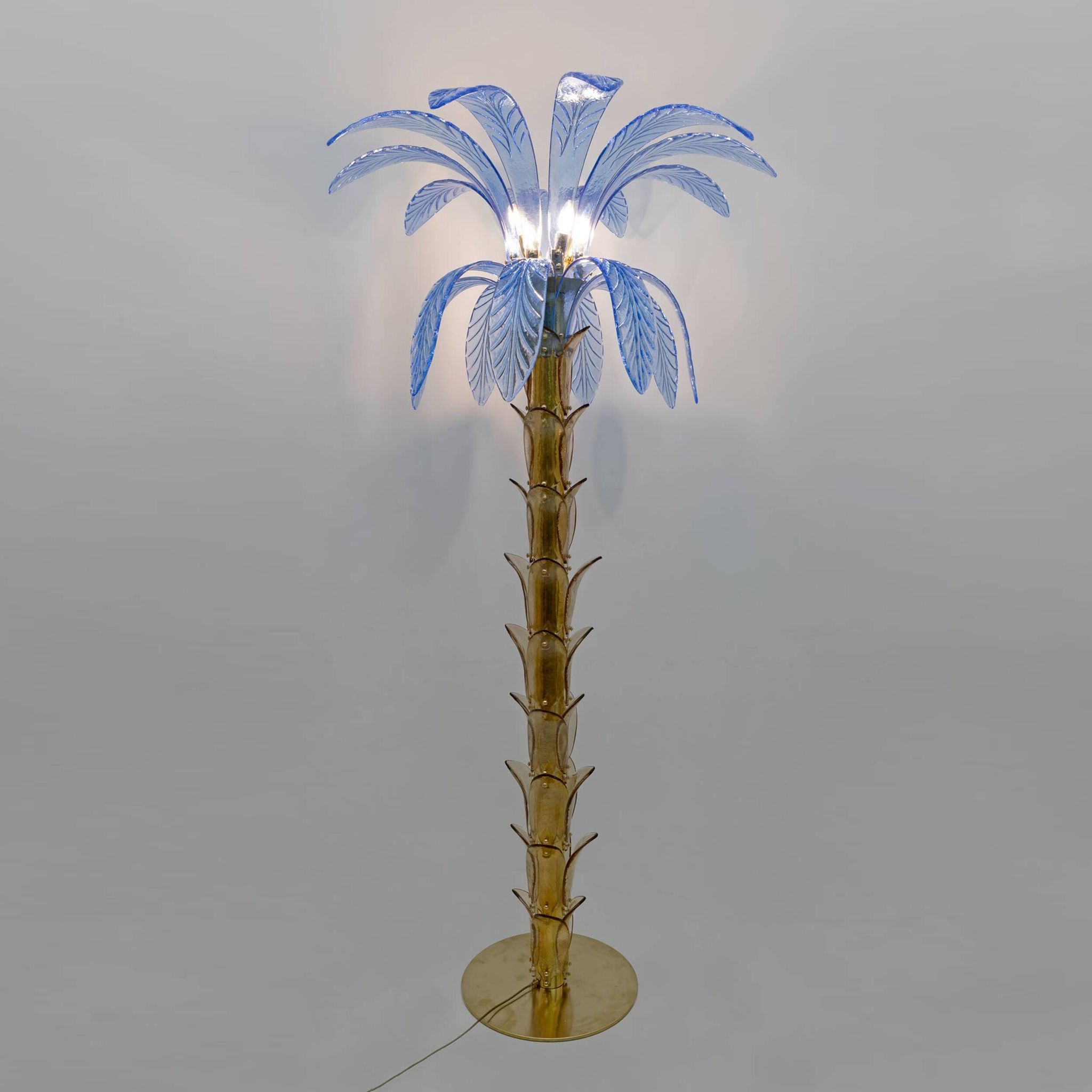 Lampadaire palmier en verre de Murano et laiton, style moderne du milieu du siècle