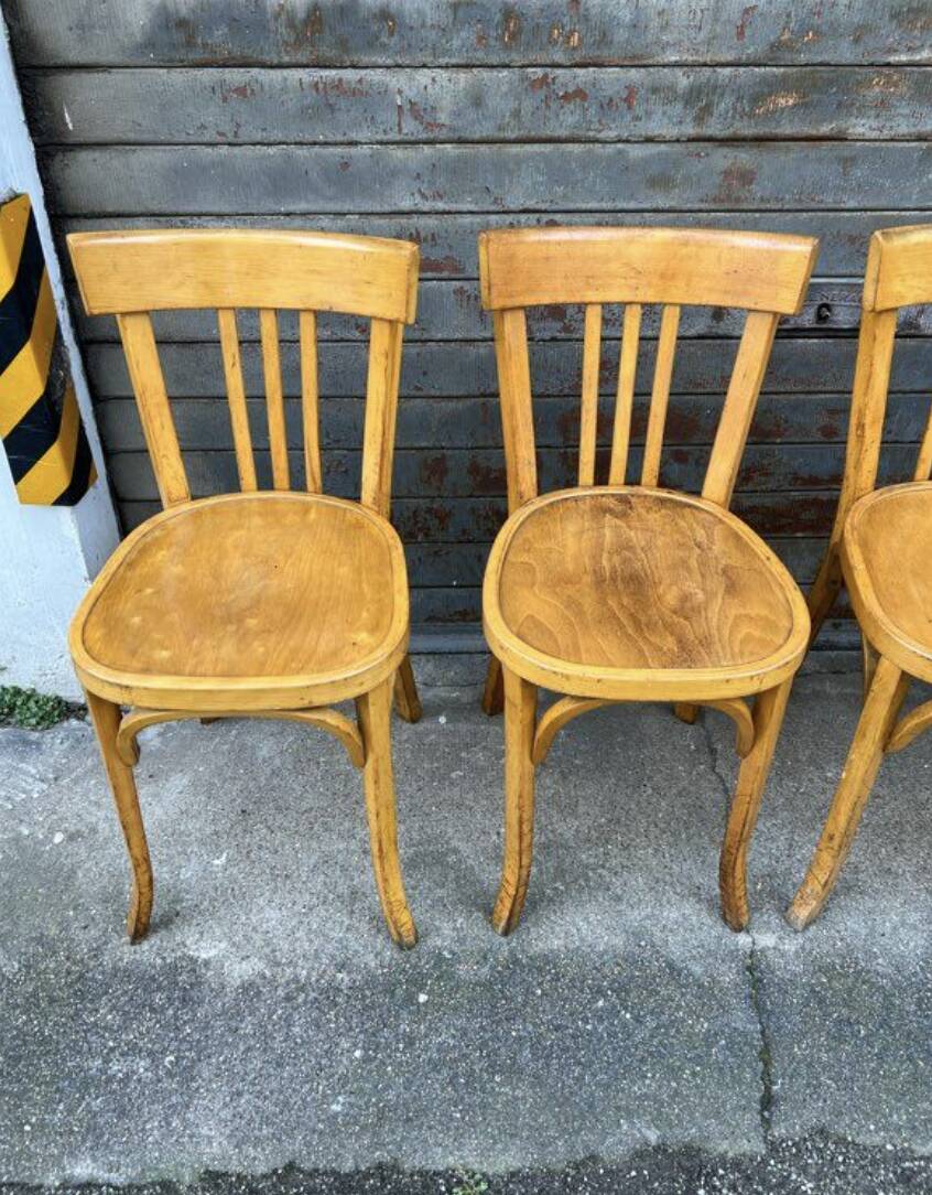 (Lot) 4 bistro chairs Baumann (light oak)