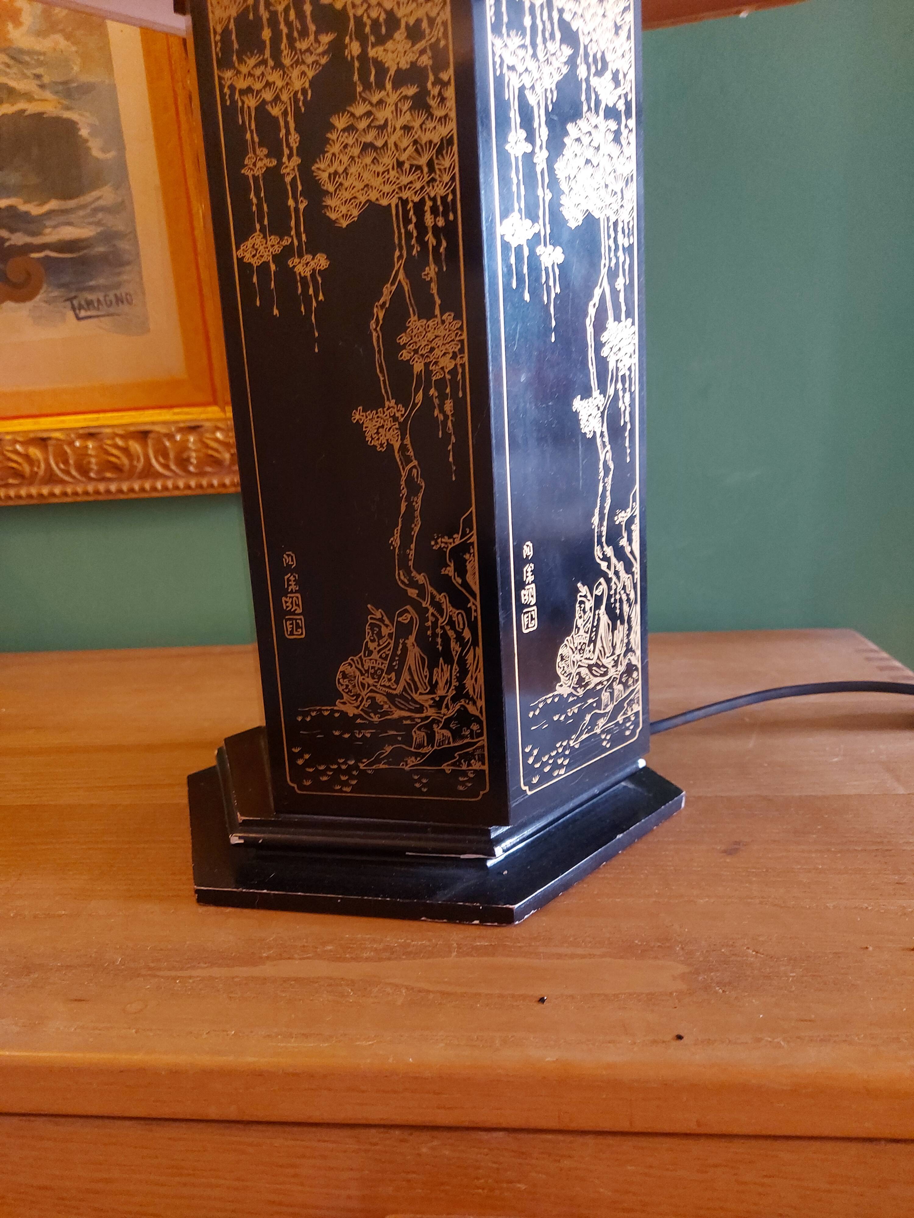 Lampe pagode , abat jour soie