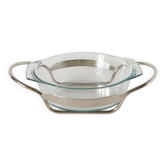 Grand saladier en verre et métal argenté, 1950