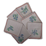 6 serviettes brodées à la main