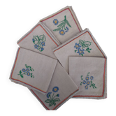 6 serviettes brodées à la main