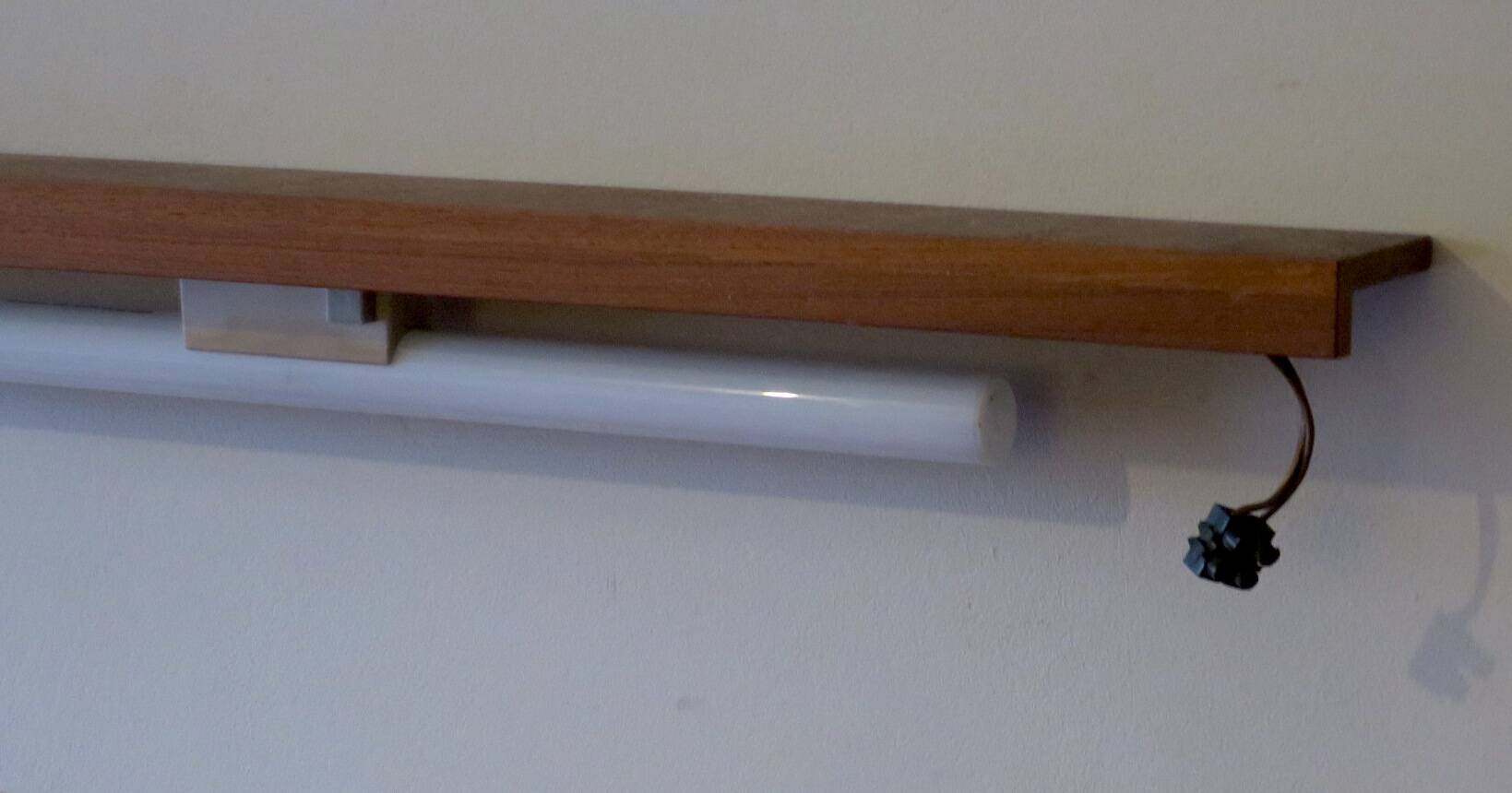 Pair of Danish teak shelves with wall lights, 1960s