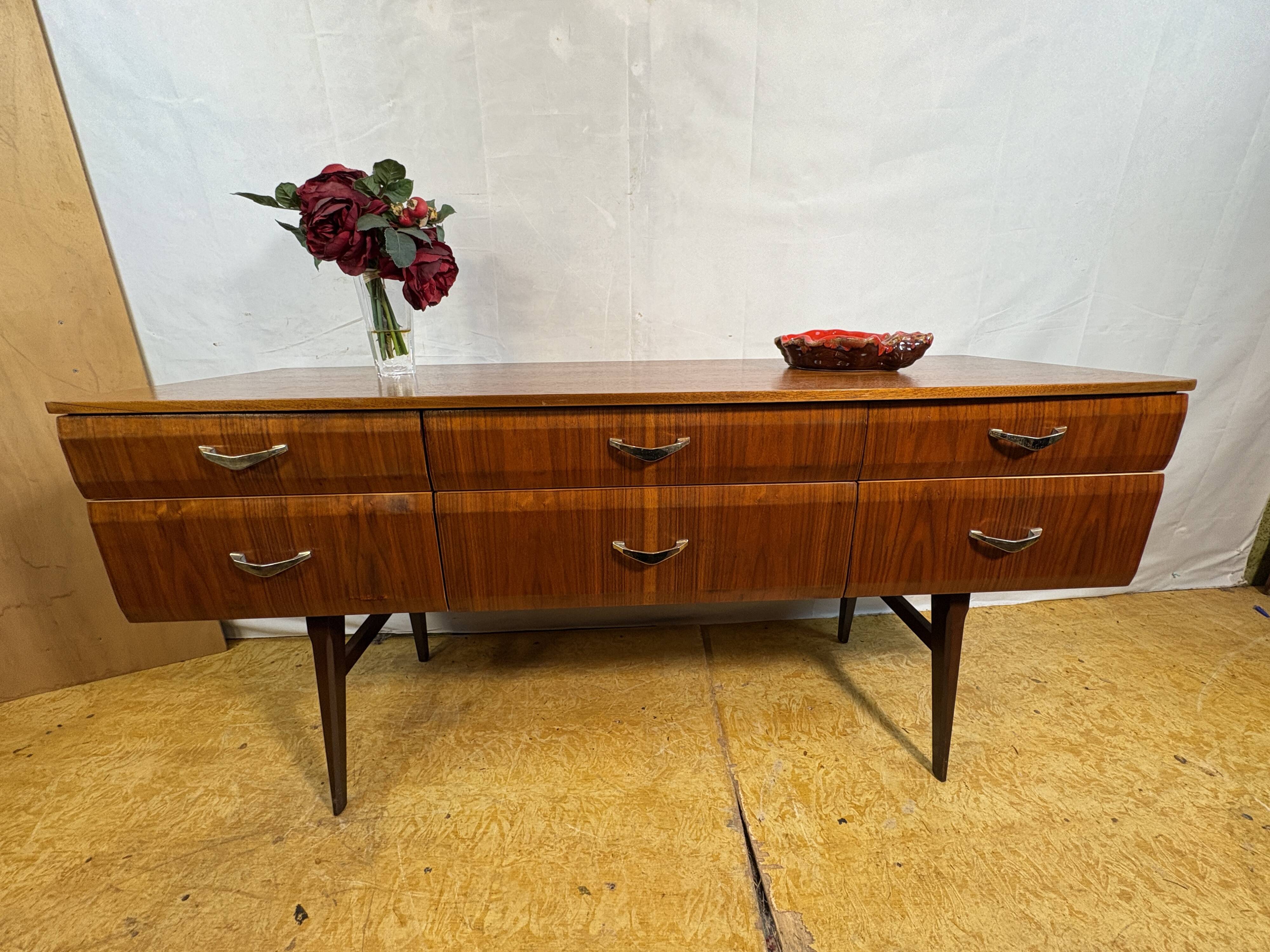 Mid-century retro vintage tola wood sideboard by Meredew, designed by Alpho