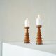 Pair of Scandinavian lacquered wooden candle holders