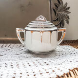 Service à café Limoges style art déco blanc et argent