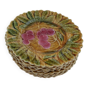 11 assiettes a dessert - barbotine sarreguemines