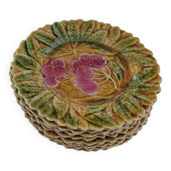 11 assiettes a dessert barbotine sarreguemines