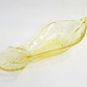 Bird bowl, in pale yellow crystal glass