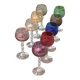 Set of 9 colored port glasses, 5 tulip-shaped and 4 balloons