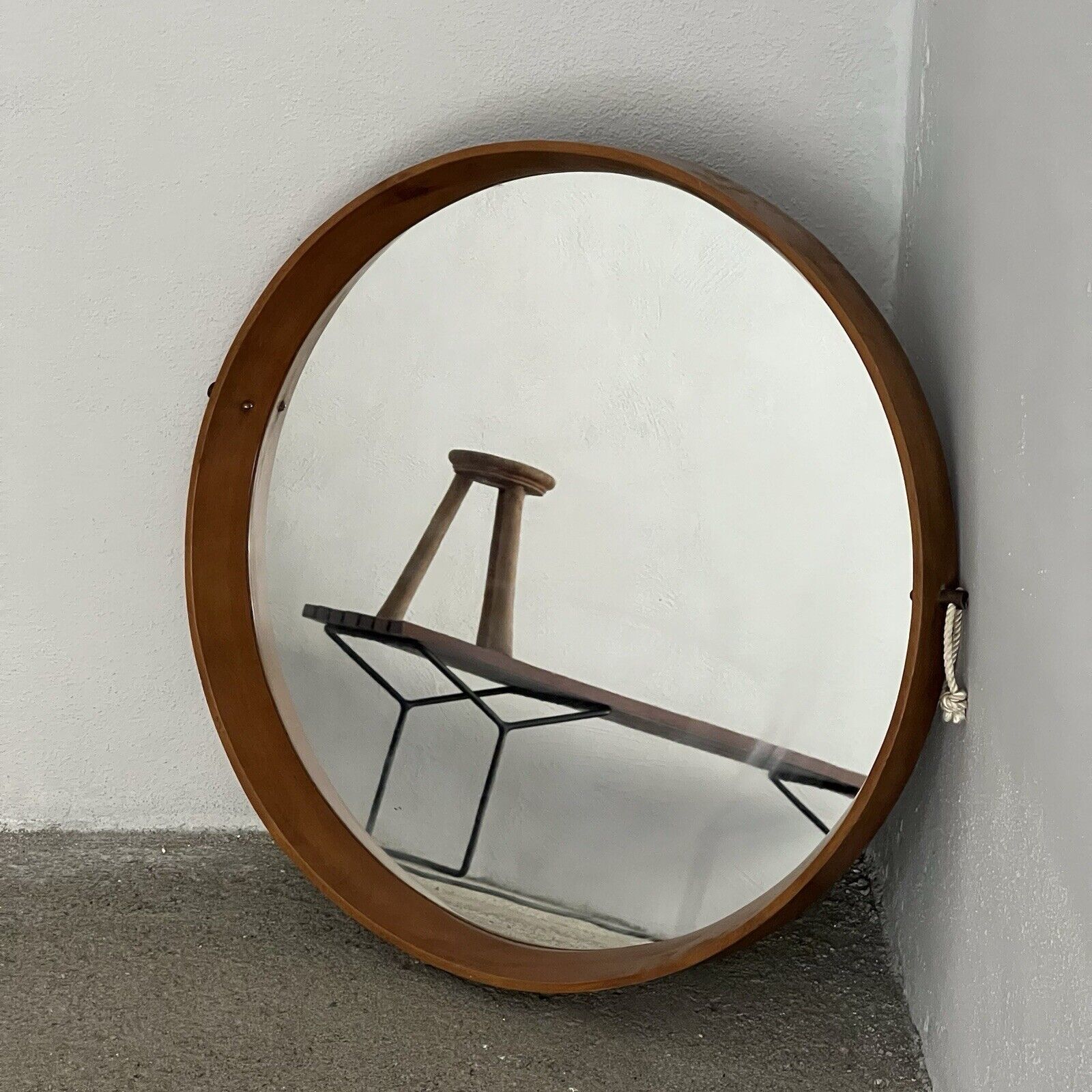 Miroir - Teck - Structure en bois avec laiton - Design italien vintage - Années 60