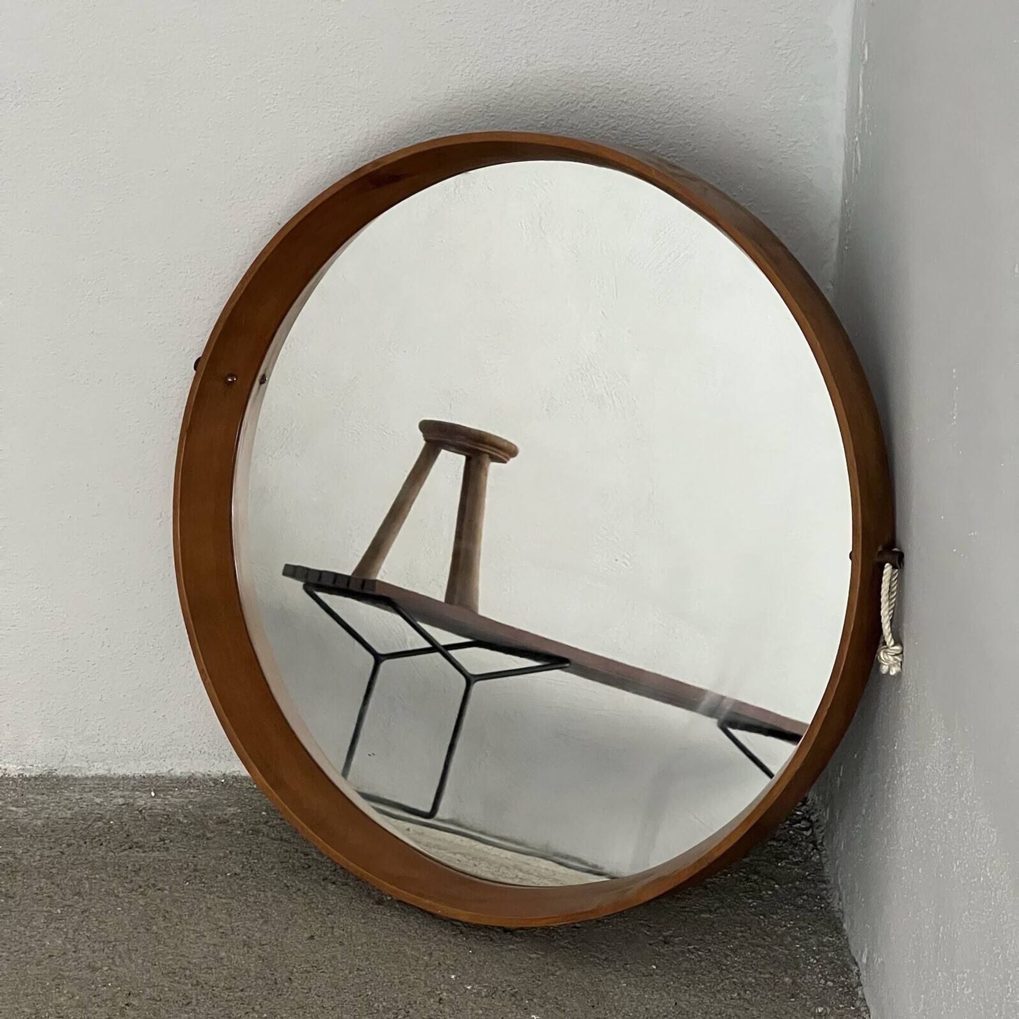 Mirror - Teak - Wooden structure with brass - Vintage Italian design - 1960s