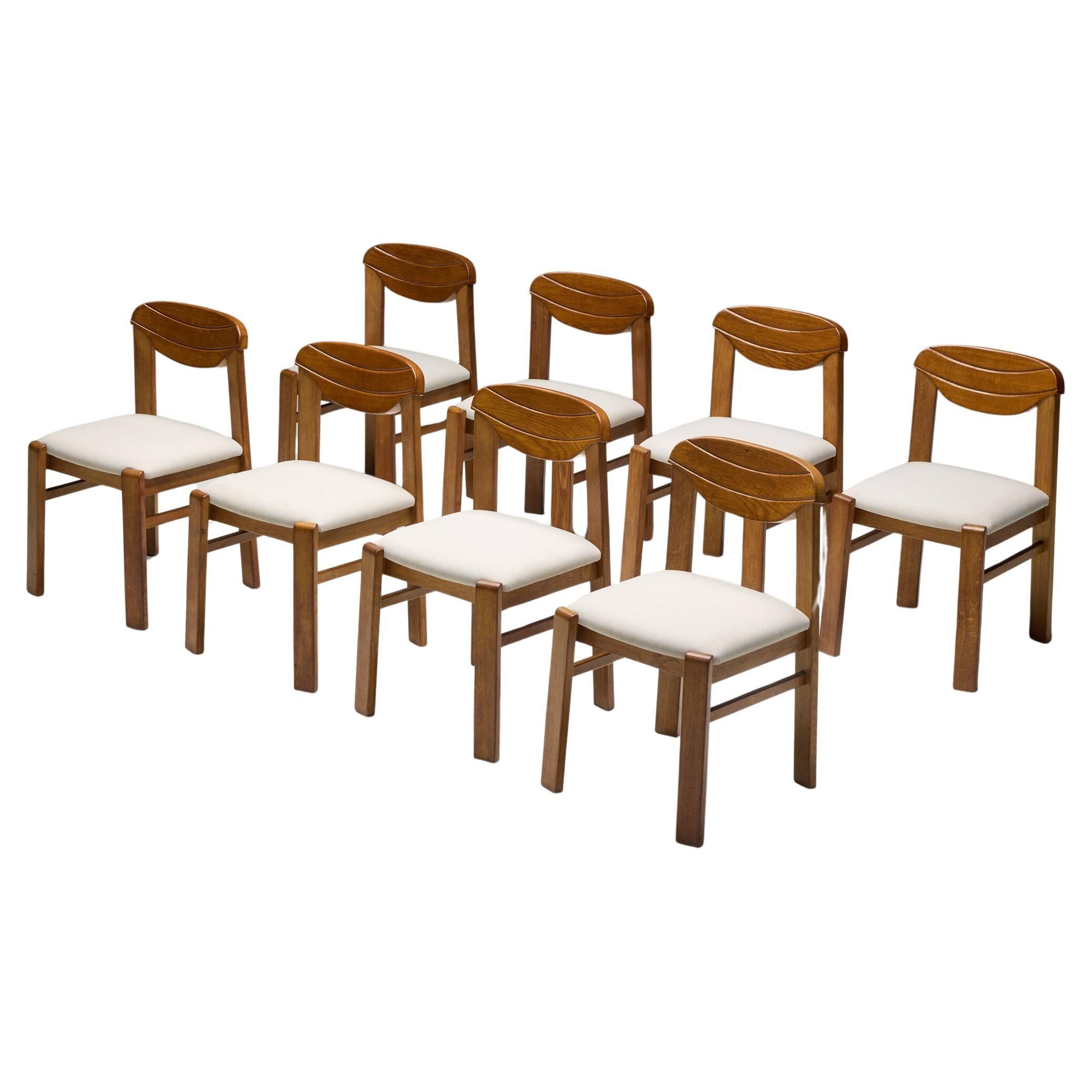 Brutalist dining chairs, France, 1960s