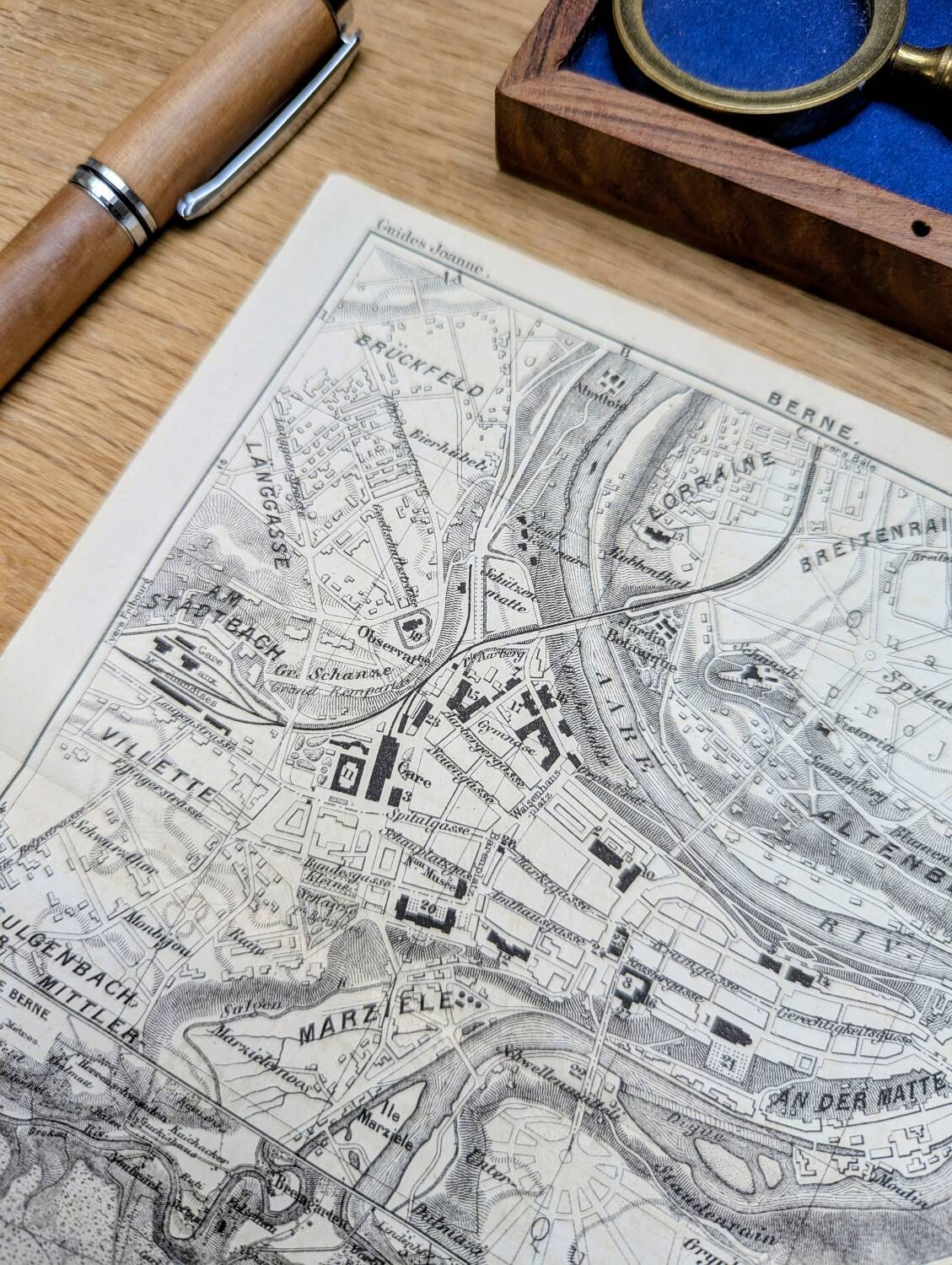 Bern, old map, printed in 1844.