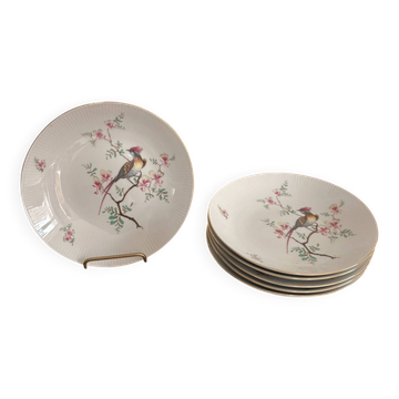 ⁠lot 6 assiettes creuses porcelaine seltmann weiden bavaria oiseaux faisan