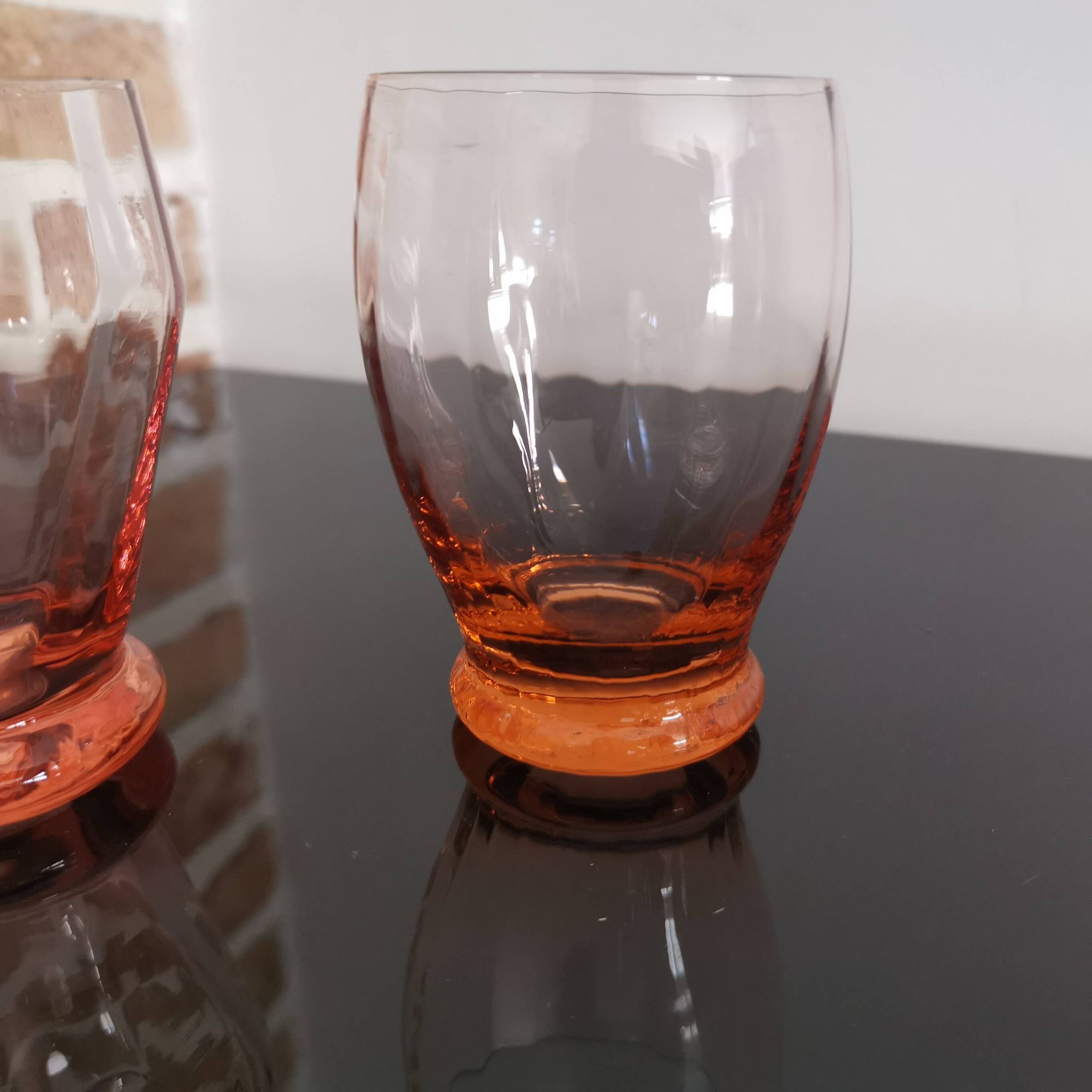 5 verres dépareillées rose vintage