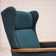 1970s, Danish highback armchair, furniture wool, solid oak wood.