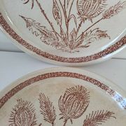 A pair of vintage plates with a rust-brown thistle design – 1950s.