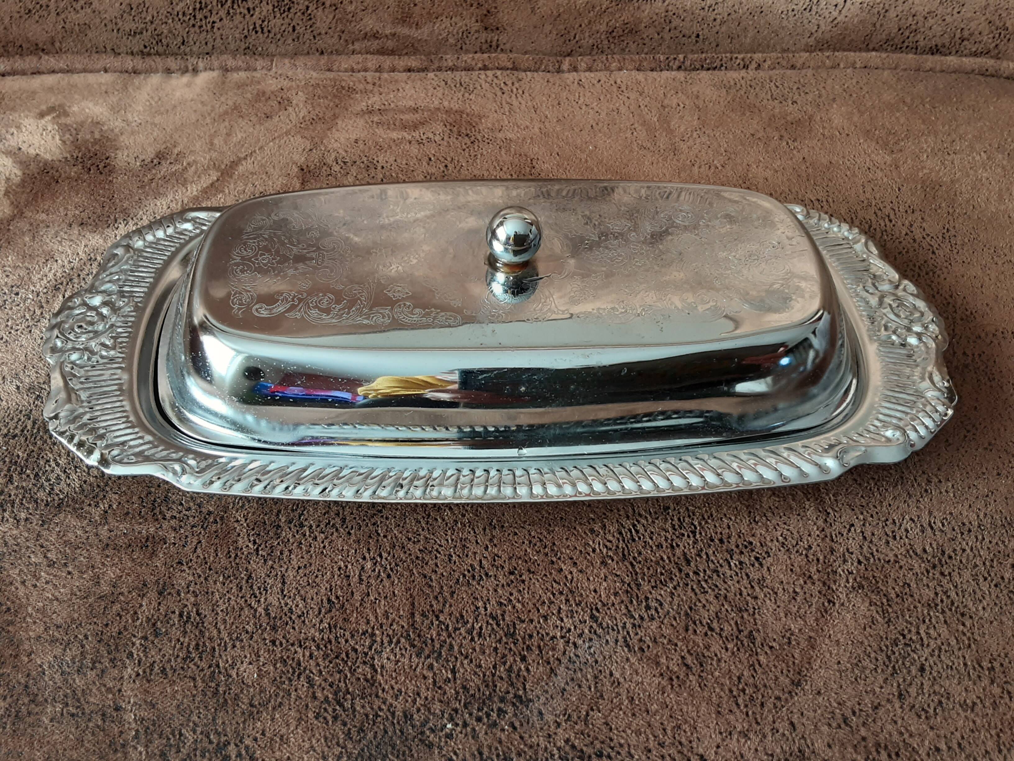 Vintage metal butter dish