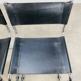 Pair of cantilever chairs imitation leather black and chrome