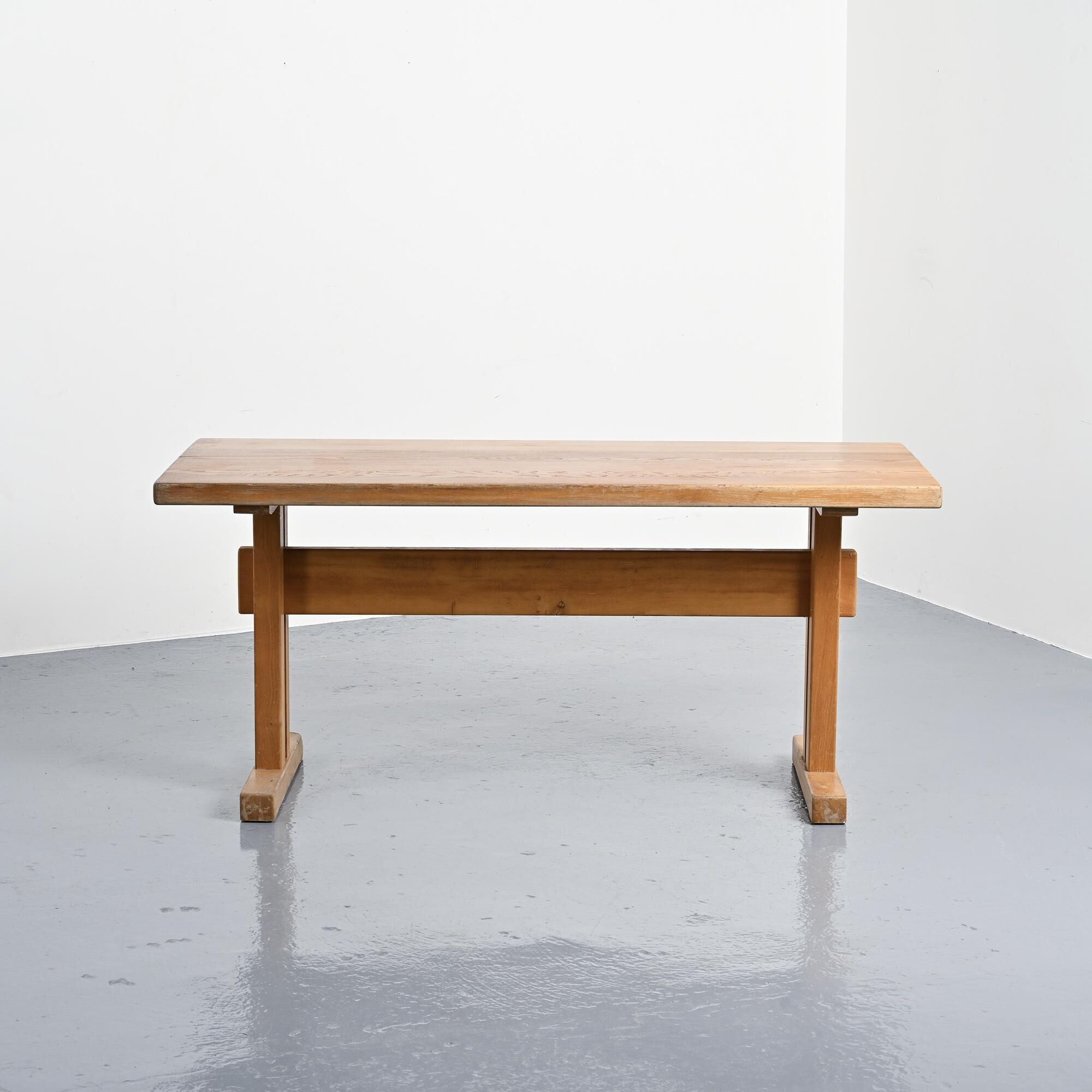 Dining table in solid elm, Les Arcs, France.
