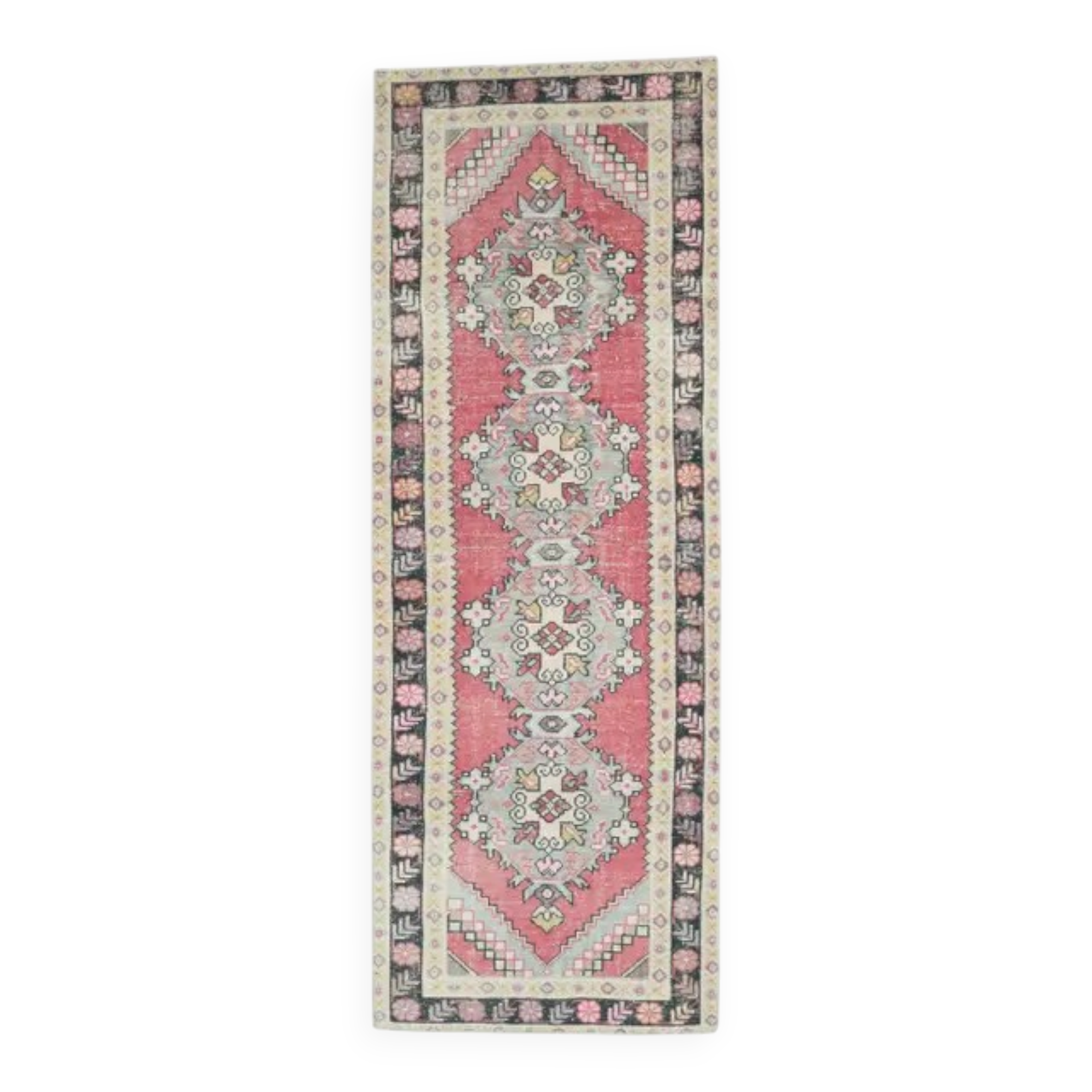 1970s Turkish Hand-Knotted Runner Rug 99x288