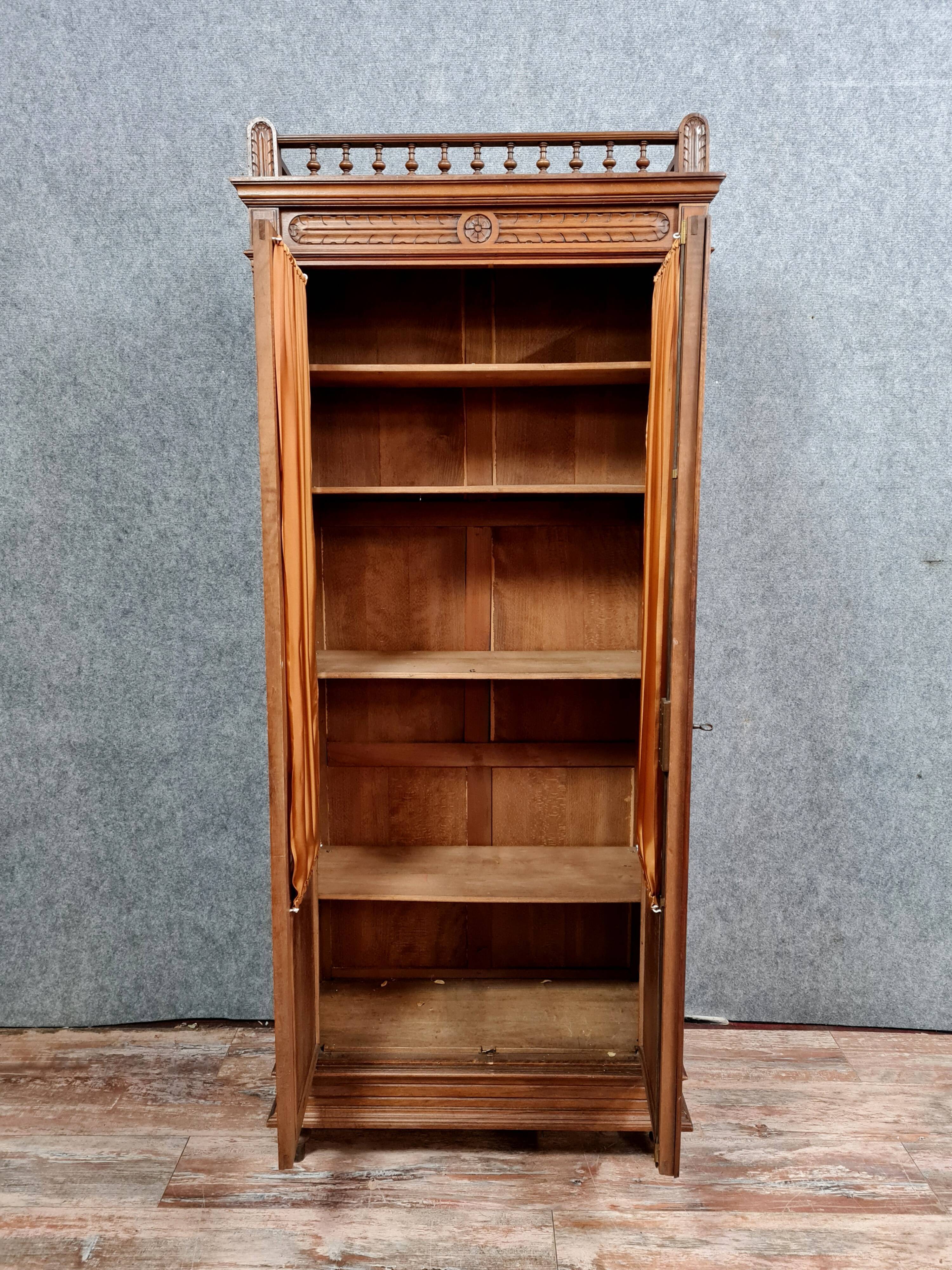Louis XVI library in solid walnut with blonde patina around 1850