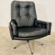 VINTAGE DANISH MID-CENTURY SVEND SKIPPER SWIVEL CHAIR IN BLACK LEATHER