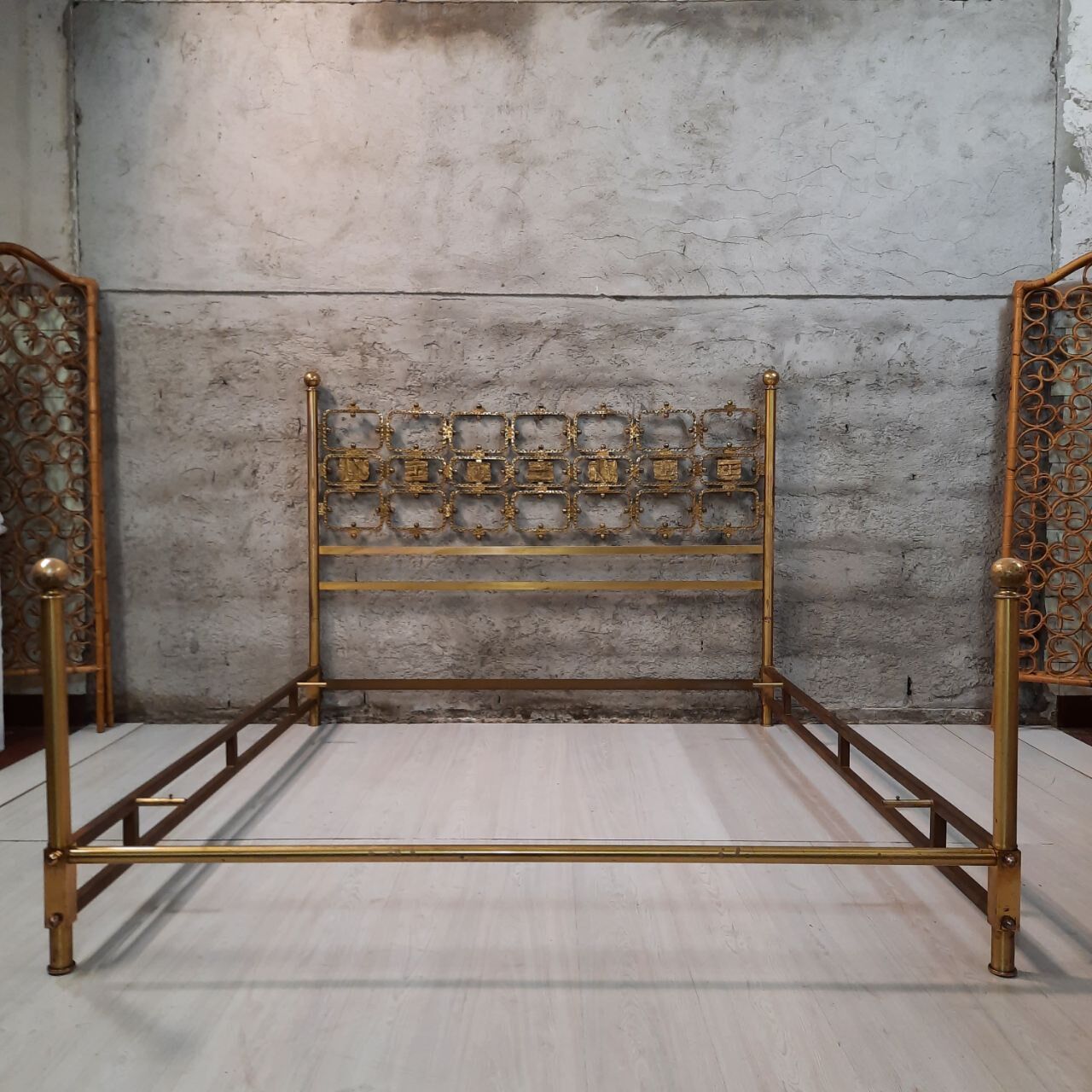 1960s / 70s bed design in gilded brass.