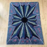 Original ABSTRACT Scandinavian High Pile Pop Art Rya Rug Carpet, Sweden, 1960s 146x201cm