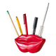 Pop Art red plastic Lips desk organizer / pen holder