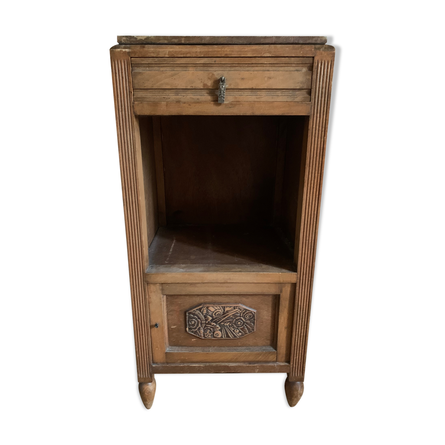 Old bedside wood and marble