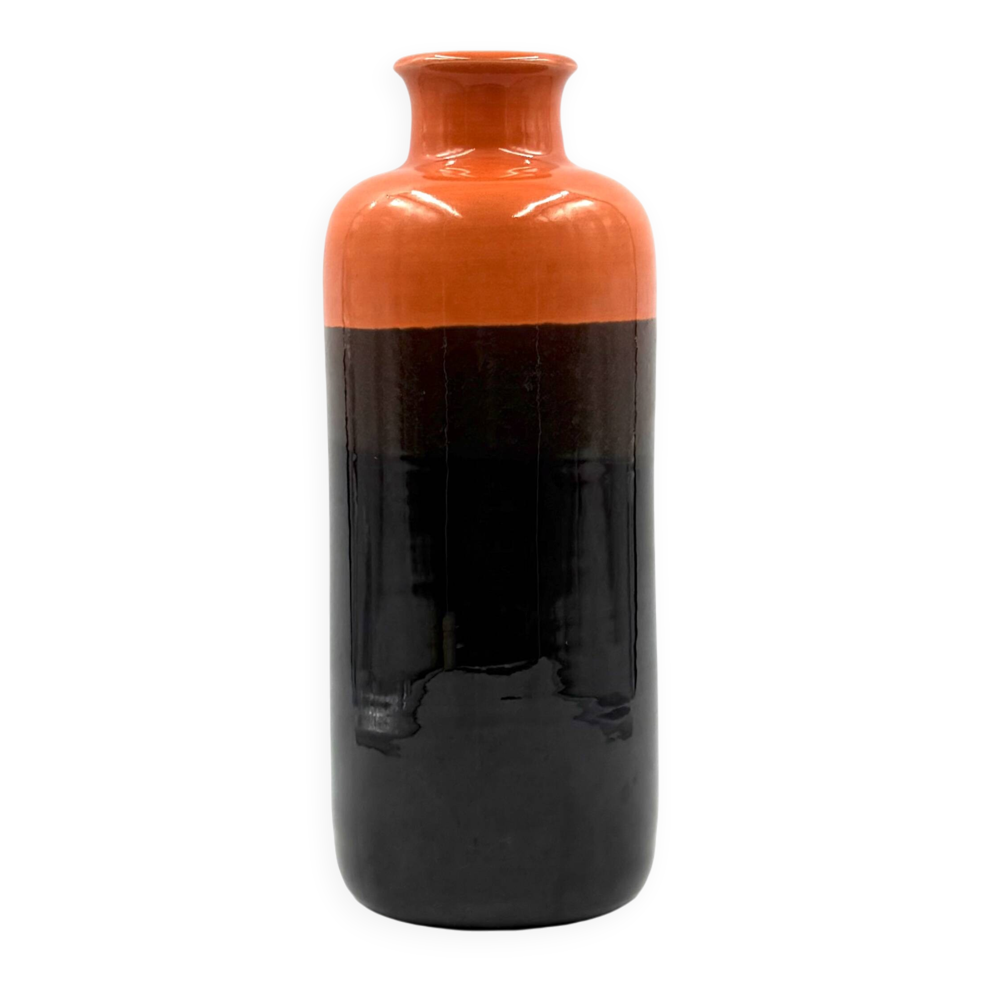 Mid-century orange & brown ceramic vase, Aldo Londi Bitossi Italy 1970s