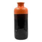 Mid-century orange & brown ceramic vase, Aldo Londi Bitossi Italy 1970s