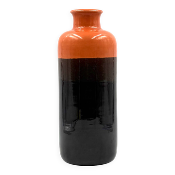 Mid-century orange & brown ceramic vase, Aldo Londi Bitossi Italy 1970s