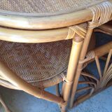 Built-in rattan lounge table and its two chairs