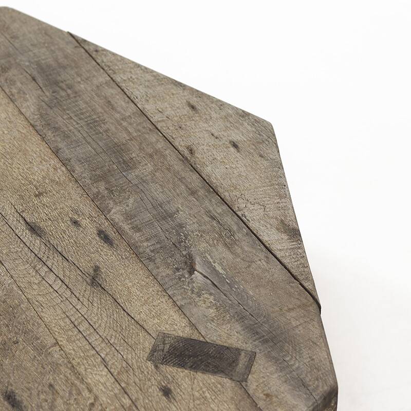 Large Weathered Wabi Sabi Brutalist Vintage Oak Coffee Table