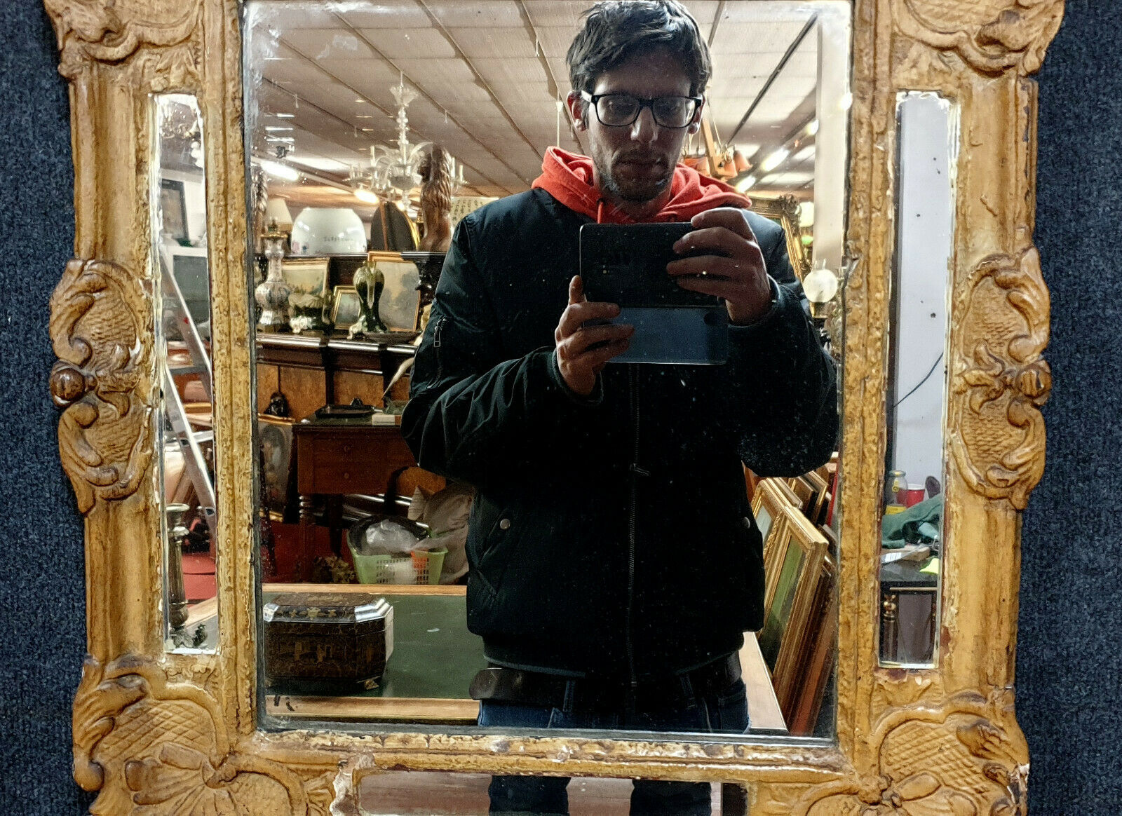 Miroir a pare closes époque régence en bois redoré  époque 1750 circa 60x52cm