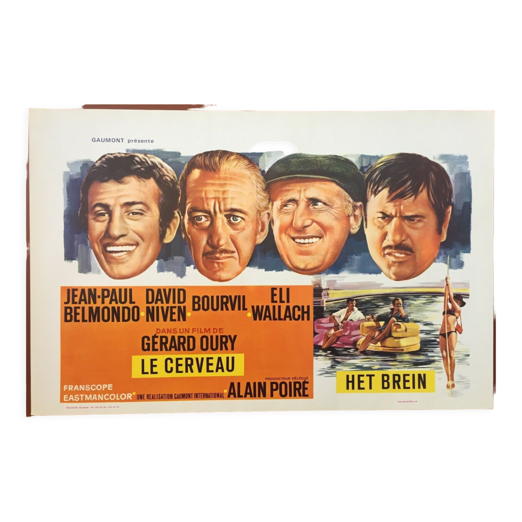 Original cinema poster The Brain Jean-Paul Belmondo 37x55cm 1969