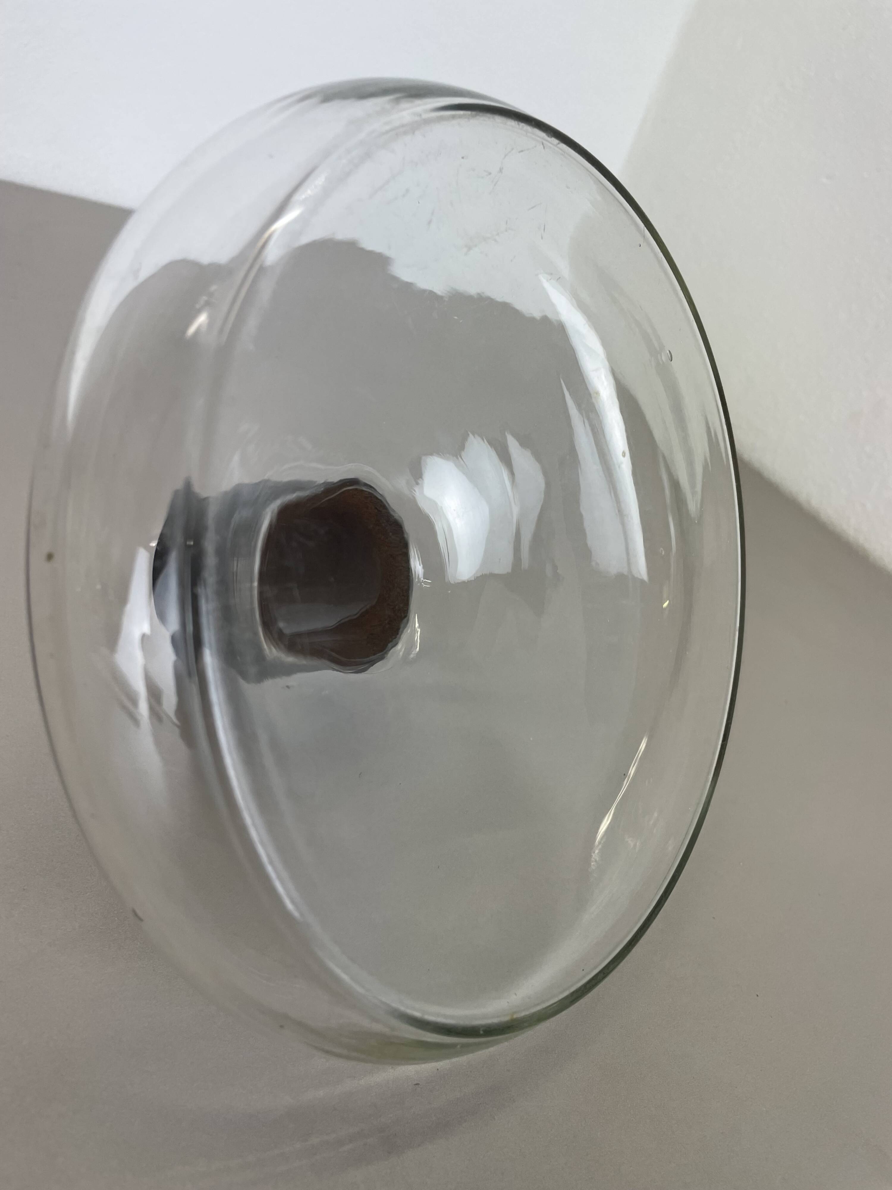 Large glass decanter element with leather Handle by Carl Auböck, Austria, 1950s