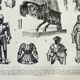 Engraving • Medieval armour, knight • Original and vintage lithograph from 1898