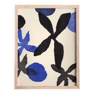 Peinture sur papier 30x40cm - bleue