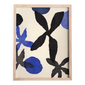Painting on paper 30x40cm illustration of blue and black flowers signed eawy