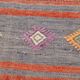 5x7 Tile Red & Grey Kilim Rug, Handwoven Vintage Kilim Rug, 140x221Cm