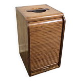 30s Industrial Tambour-Front Oak Cabinet, Portable Form