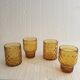 4 amber pineapple glasses, vintage