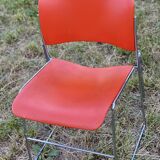 Pair of chairs by David Rowland, US Design, 1976, red metal and chrome